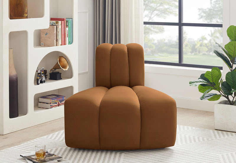 Arc Saddle Velvet Upholstered Modular Reverse Corner Chair