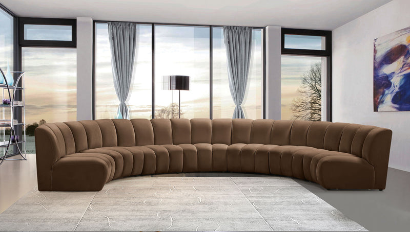 Infinity 183" Brown Velvet Upholstered 7pc. Modular Sectional