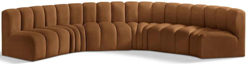 Arc 151" Saddle Velvet Upholstered 6pc. Modular Sectional