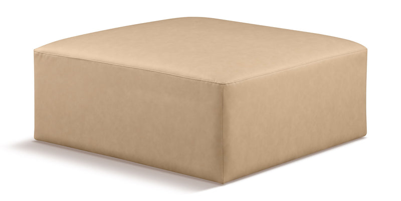Cube Tan Vegan Leather Upholstered Modular Ottoman
