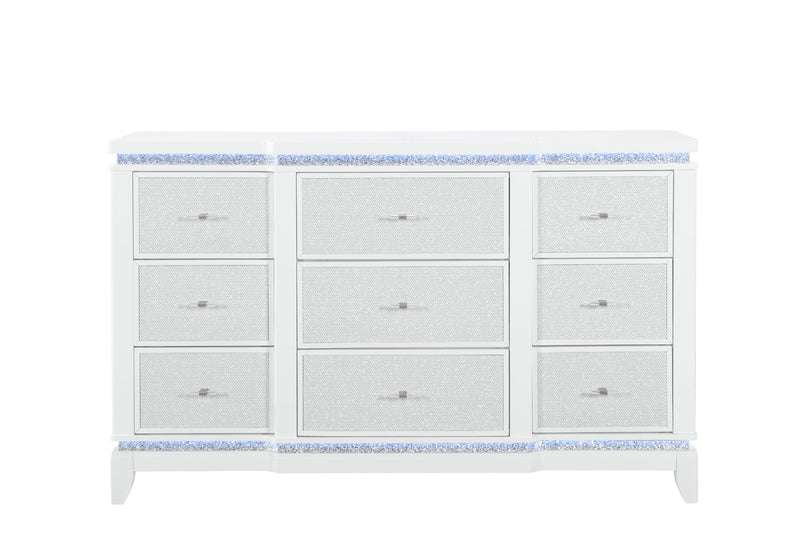 Alina - 5 Piece King Bedroom Set With LED, Cooler, Speaker And USB - White