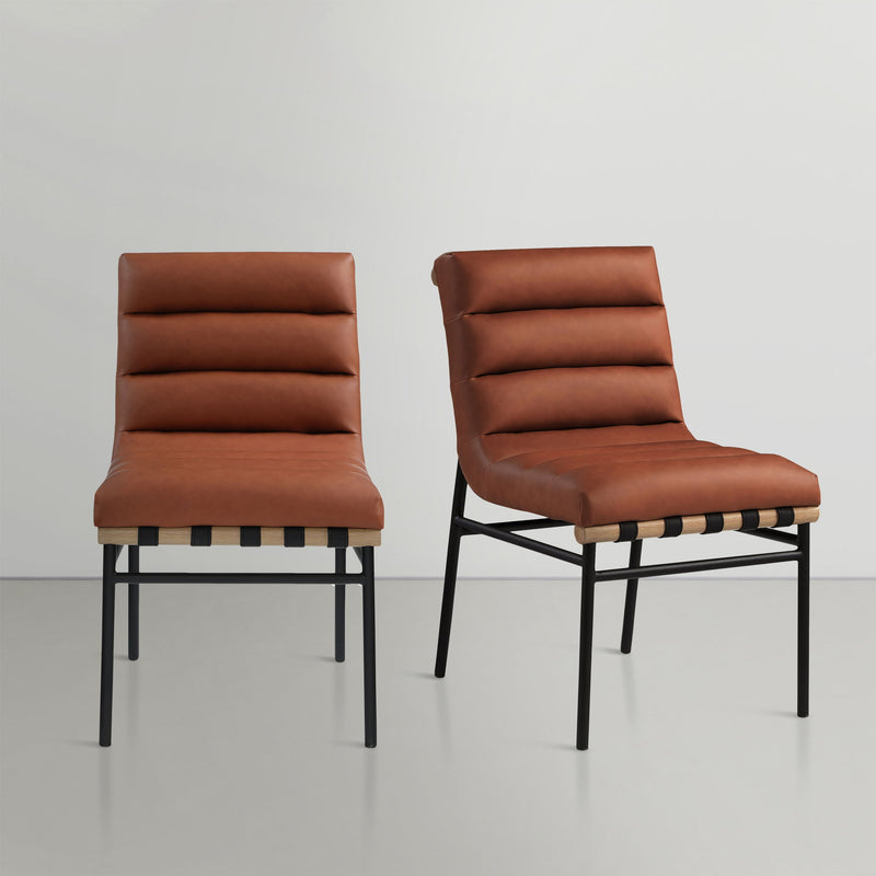 Burke Cognac Vegan Leather Upholstered Dining Chair