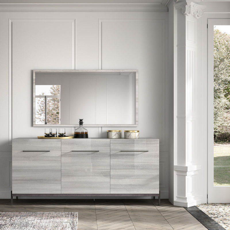 Mia - 3 Door Buffet - White / Gray / Silver