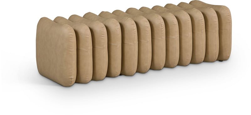 Atticus Tan Vegan Leather Upholstered Bench