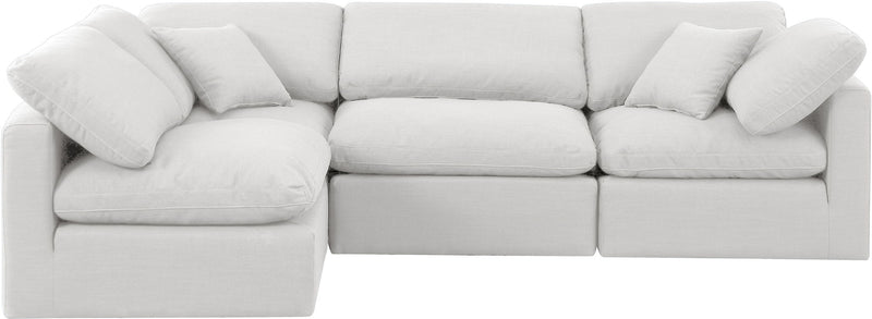 Indulge 105" White Linen Textured Fabric Upholstered 4pc. Modular Sectional