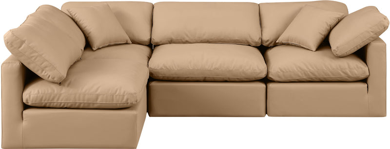 Indulge 105" Tan Vegan Leather Upholstered 4pc. Modular Sectional