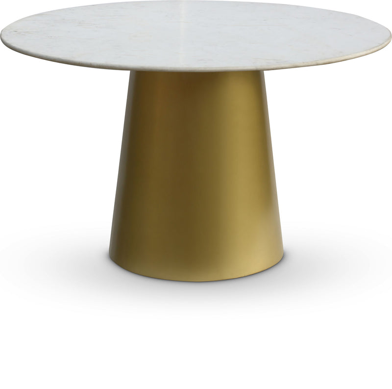 Sorrento 50" Gold Marble Top And Metal Base Dining Table