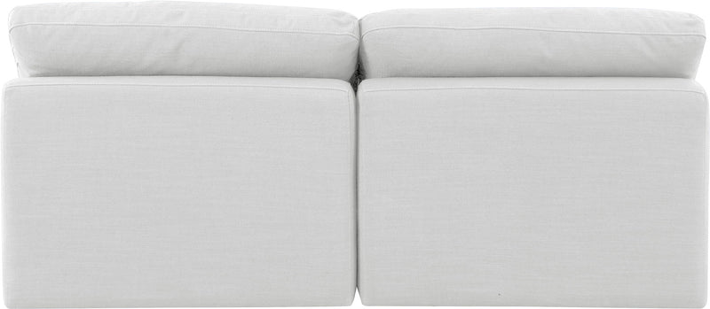 Indulge 70" White Linen Textured Fabric Upholstered 2pc. Armless Modular Loveseat
