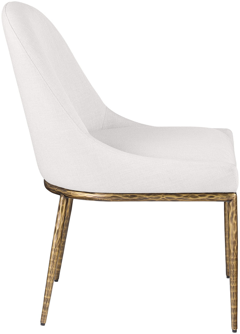 Ferro Cream Linen Textured Performance Fabric Upholstered Dining Side Chair