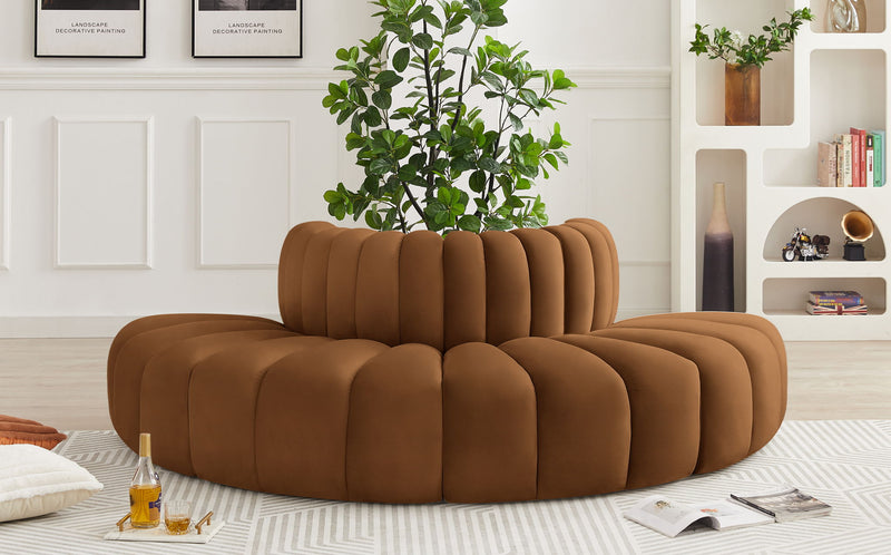 Arc 90" Saddle Velvet Upholstered 4pc. Modular Sectional