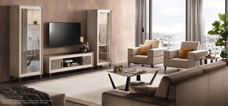 ArredoAmbra - 1 Door Glass Cabinet - Light Beige