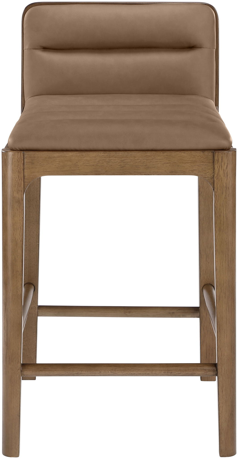 Ellis - Vegan Leather Upholstered Counter Stool (Set of 2) - Brown Base