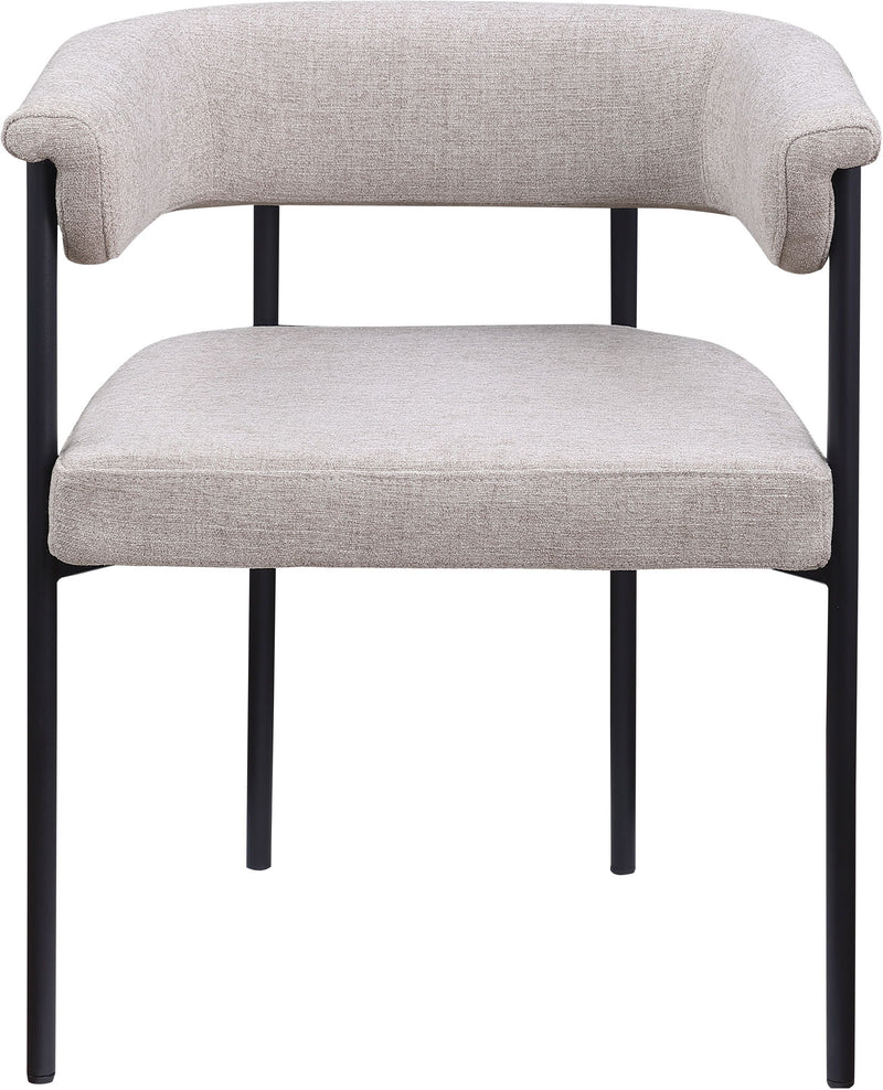 Malin Taupe Linen Textured Fabric Upholstered Dining Chair