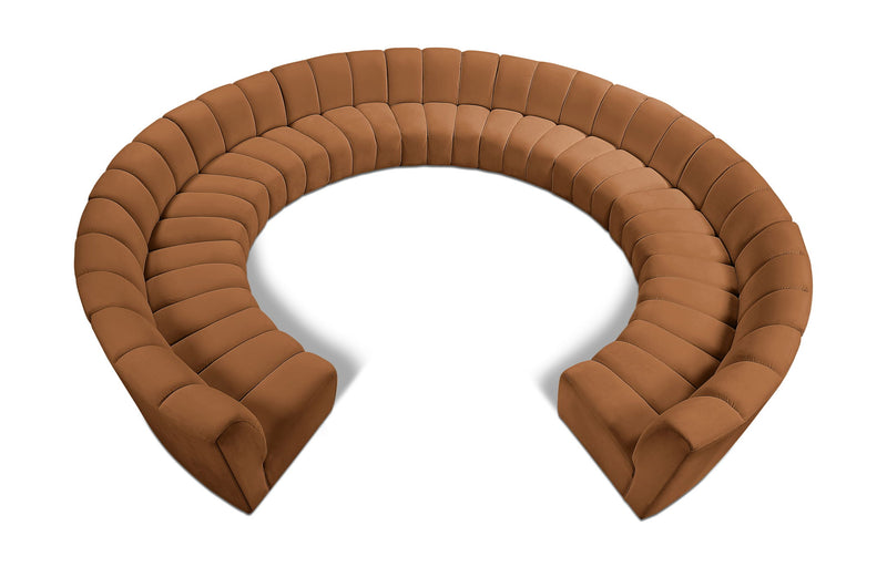 Infinity 183" Saddle Velvet Upholstered 11pc. Modular Sectional
