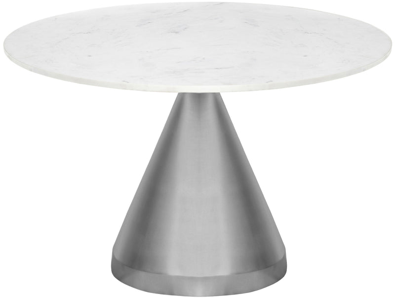 Emery 48" White Marble Top And Steel Base Dining Table