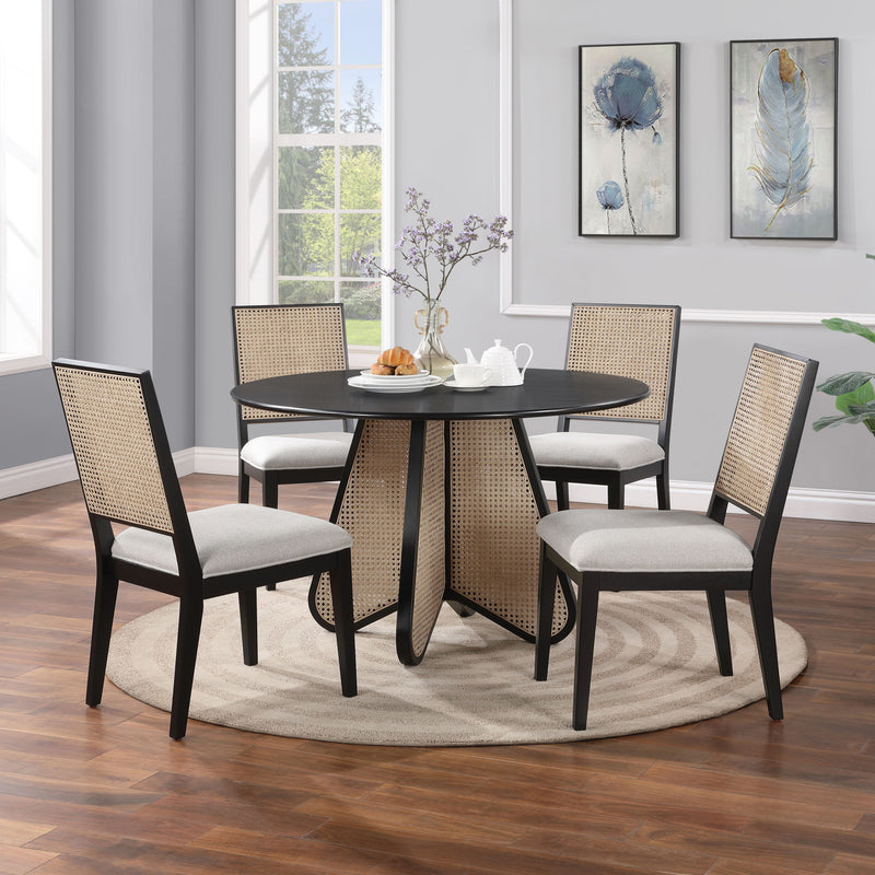 Butterfly Cream Linen Textured Fabric Upholstered Dining Chair