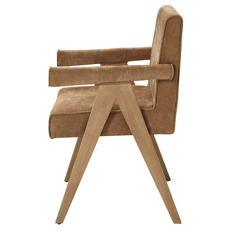 Zoey - Arm Chair (Set of 2) - Chocolate Chenille & Oak