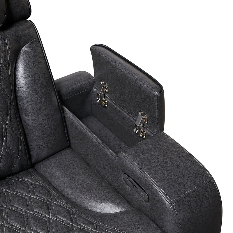 U8611 - Power Recliner With Power Headrest And LED - Charcoal