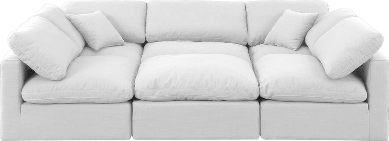 Indulge 105" White Linen Textured Fabric Upholstered 6pc. Modular Sectional