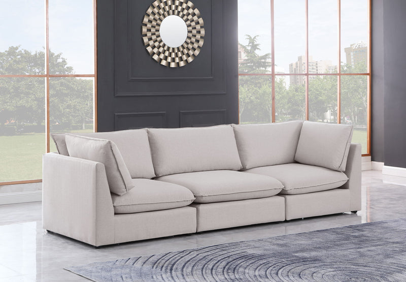 Mackenzie 120" Linen Textured Fabric Upholstered 3pc. Modular Sofa