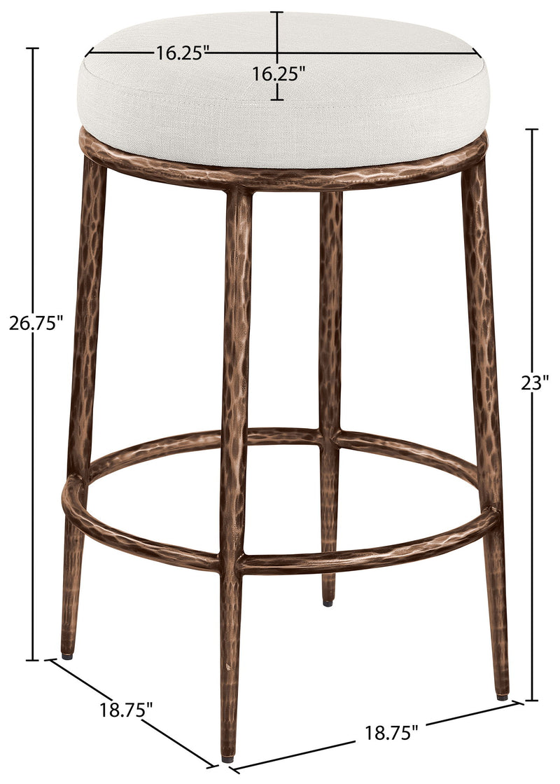 Ferro Cream Linen Textured Performance Fabric Upholstered Counter Stool