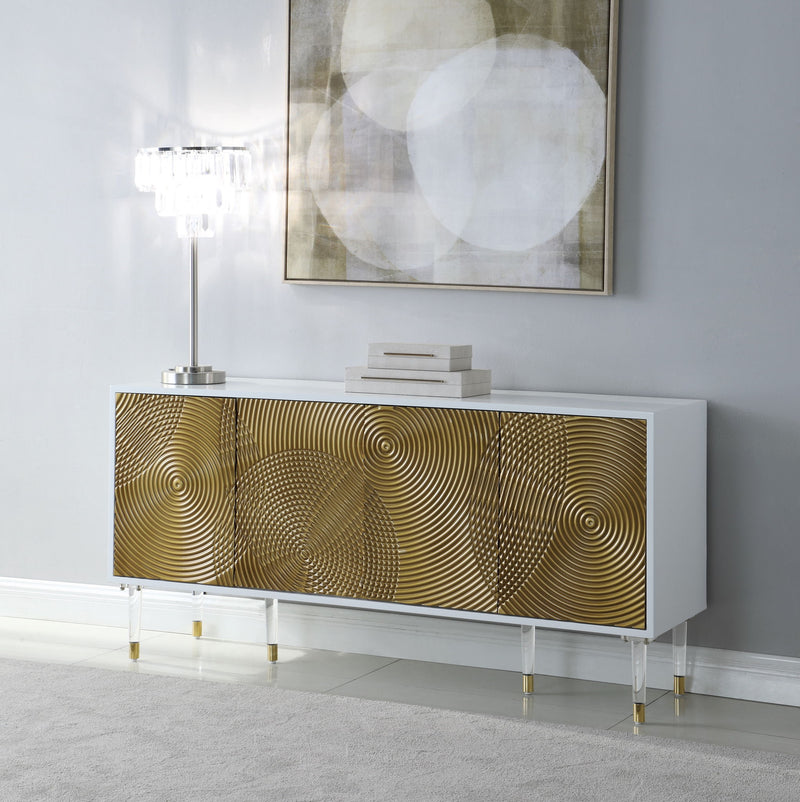 Bellissimo White Lacquer Finish And Acrylic Sideboard / Buffet