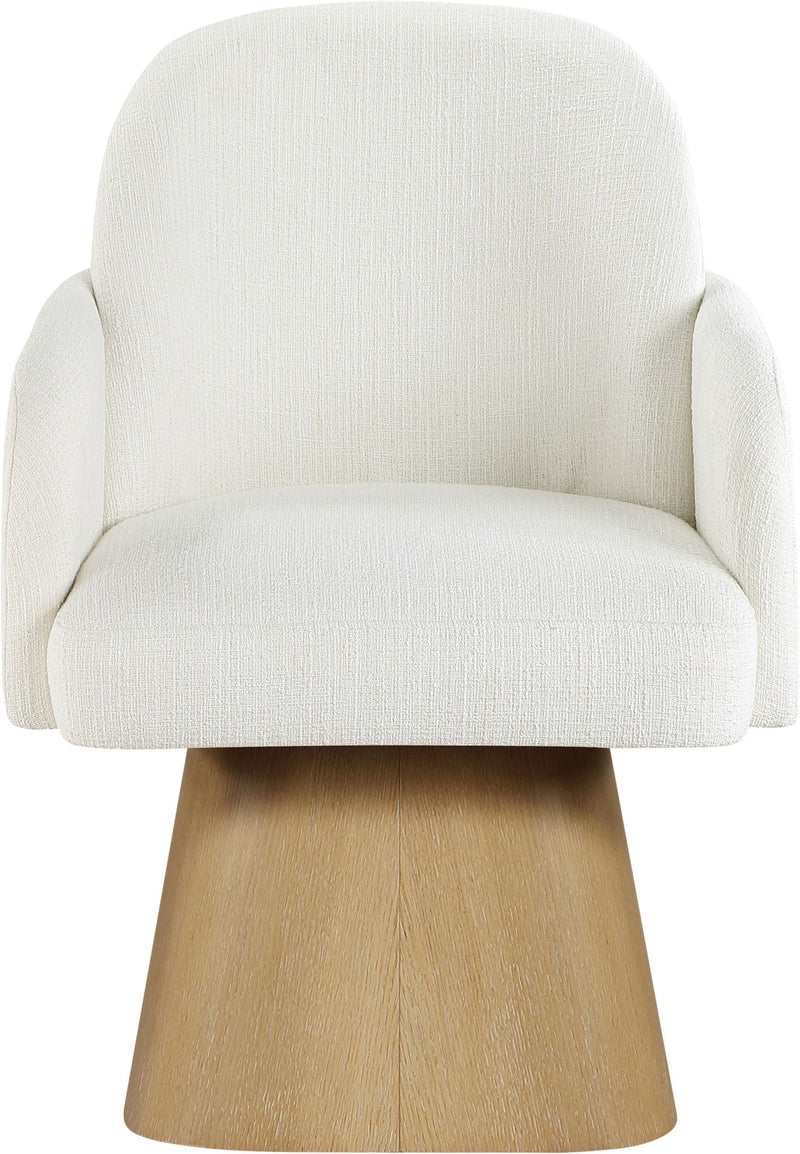 Marlowe - Linen Textured Fabric Upholstered Swivel Dining Arm Chair - Stained Natural