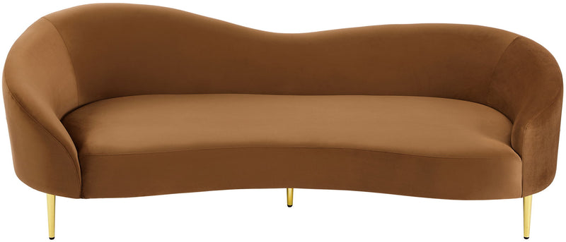Ritz 85.5" Saddle Velvet Upholstered Sofa