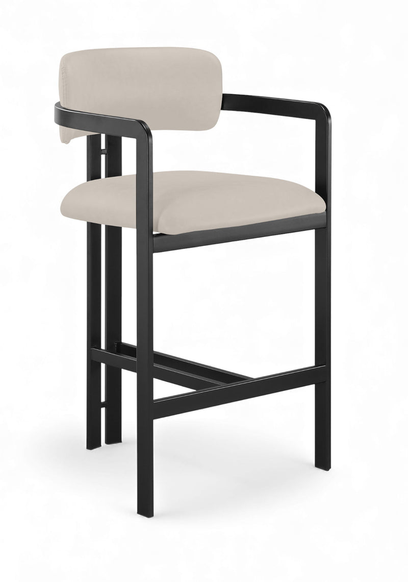 Aurum Taupe Vegan Leather Upholstered Counter Stool