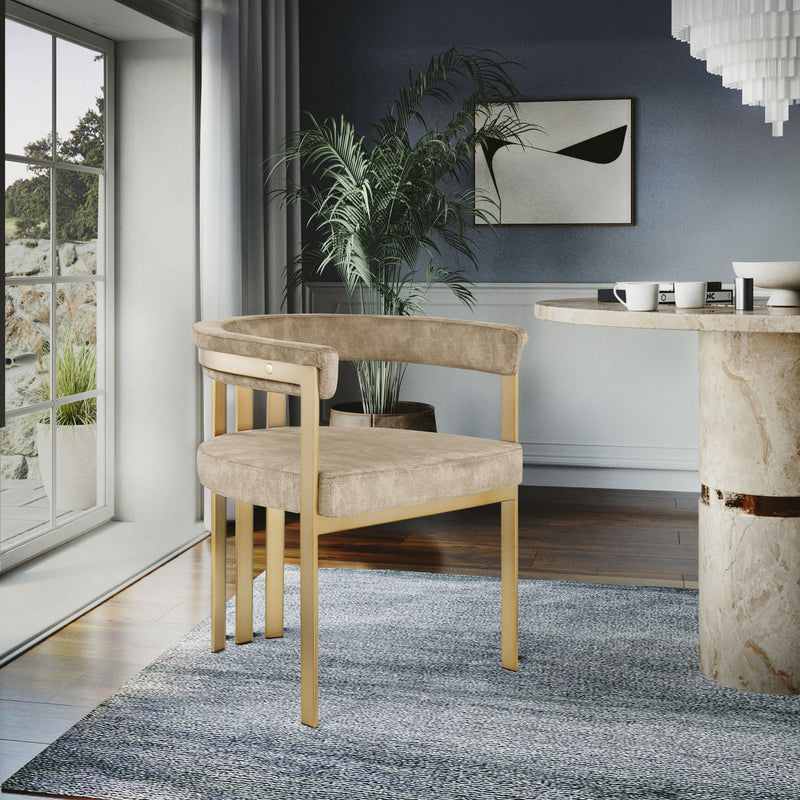 Marcello Beige Velvet Upholstered Dining Chair