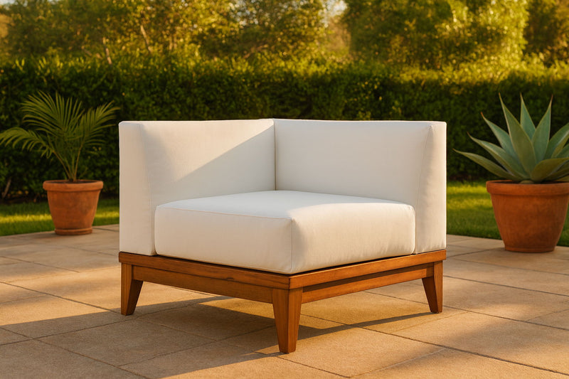 Rio Off White Off White Water Resistant Fabric Upholstered Outdoor Patio Modular Corner Chair