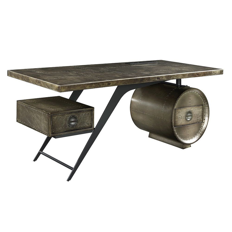 Brancaster - Executive Writing Desk With USB - Bronze Aluminum
