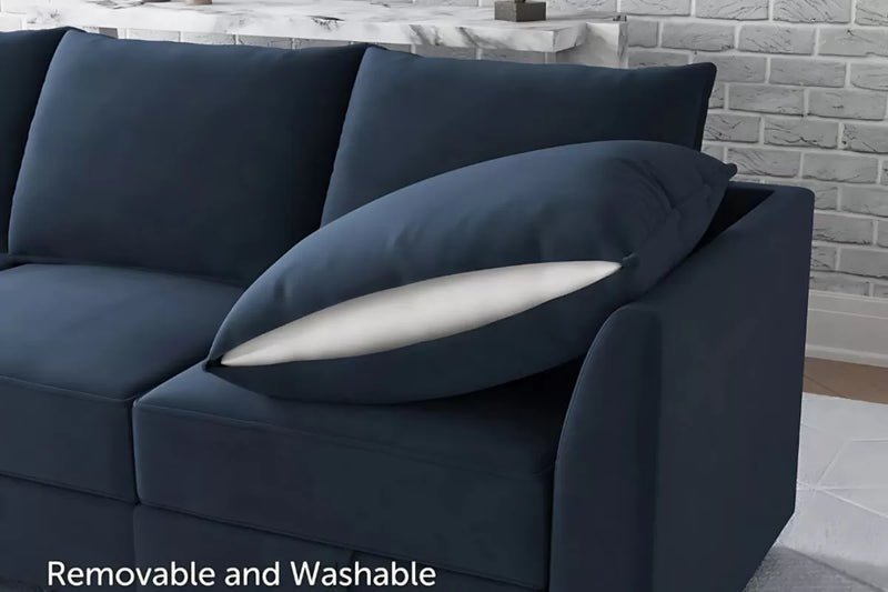 Sereno 9-Piece Velvet Modular Sleeper Sectional With Storage Seat