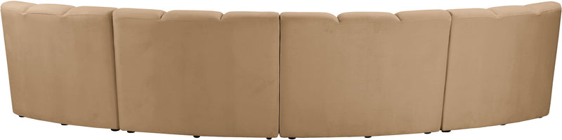 Infinity 148" Camel Velvet Upholstered 4pc. Modular Sectional