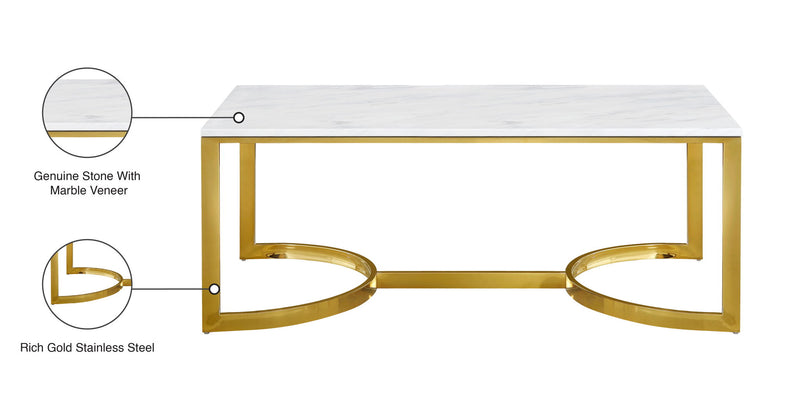 London Gold Marble Veneer Top And Gold Steel Base Coffee Table