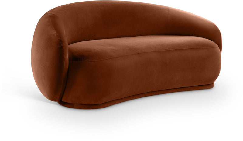 Emery 77" Cognac Velvet Upholstered Loveseat