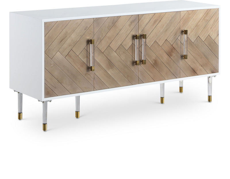 Jive White Lacquer Finish, Birch Wood And Acrylic Sideboard / Buffet