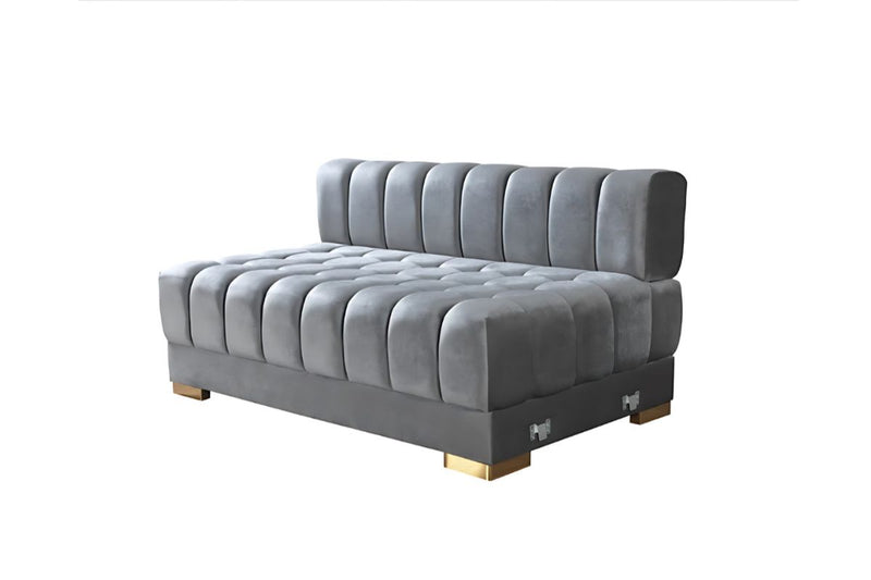 Ariana Double Chaise Velvet U-Sectional with Gold Legs