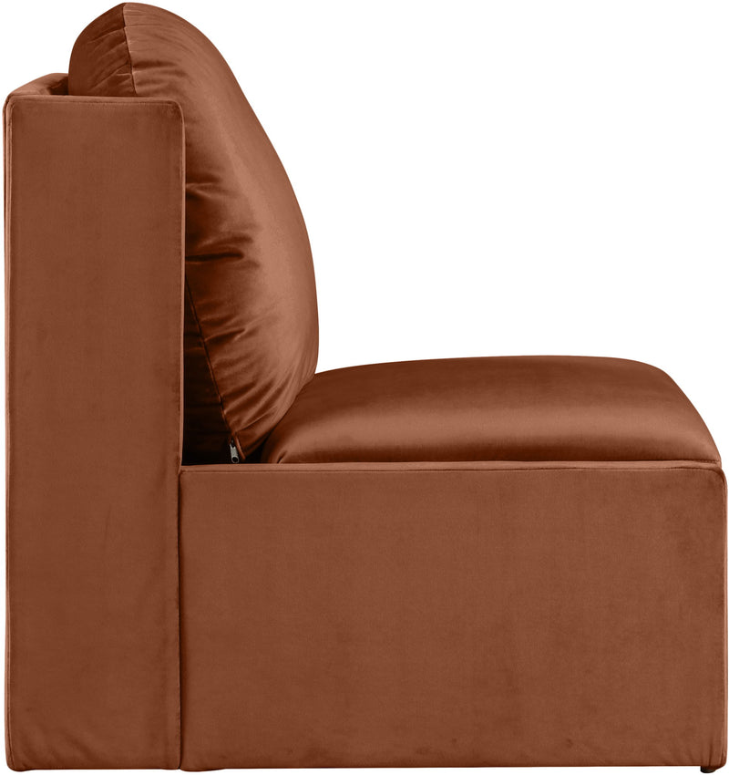 Sigma Cognac Velvet Upholstered Accent Chair