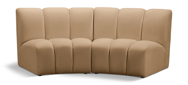 Infinity 83" Camel Velvet Upholstered 2pc. Modular Sectional