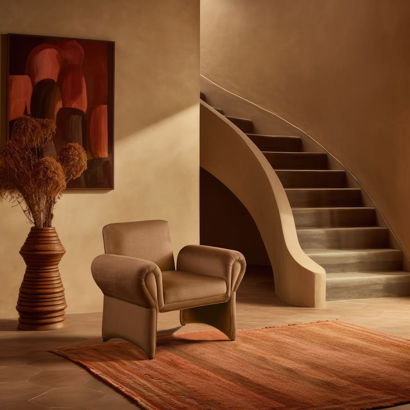 Fleurette Saddle Velvet Upholstered Accent Chair