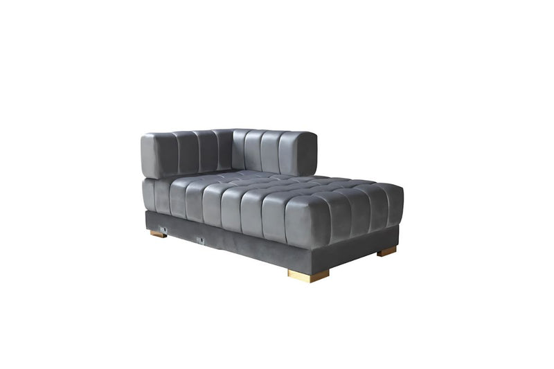 Ariana Double Chaise Velvet U-Sectional with Gold Legs