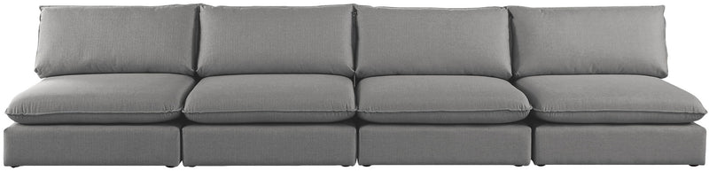 Mackenzie 160" Linen Textured Fabric Upholstered 4pc. Armless Modular Sofa