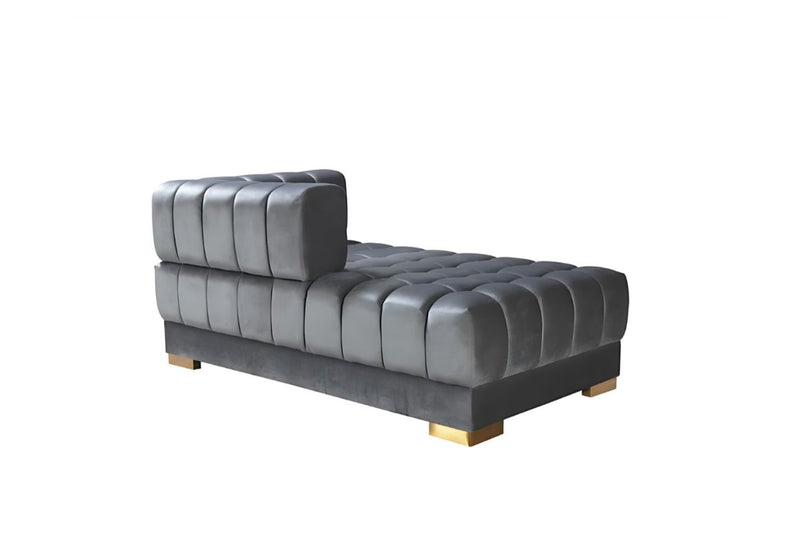 Ariana Double Chaise Velvet U-Sectional with Gold Legs