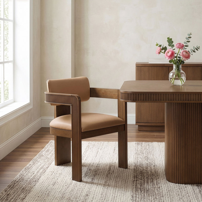 Sacha - Vegan Leather Upholstered Dining Chair With Brown Base (Set of 2)