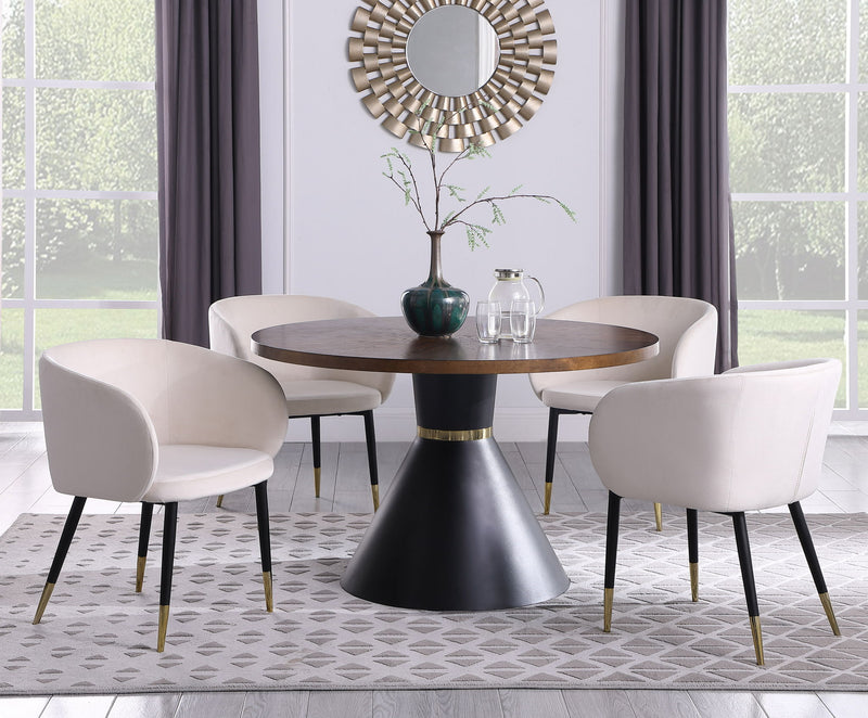 Sheridan 48" Brown Ashburl Veneer Top And Iron Base Dining Table