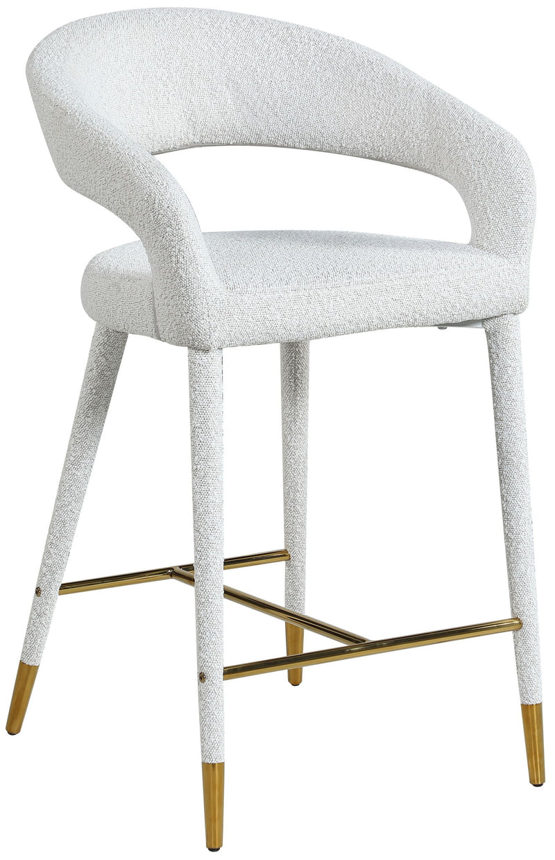 Destiny Cream Boucle Fabric Upholstered Counter Stool