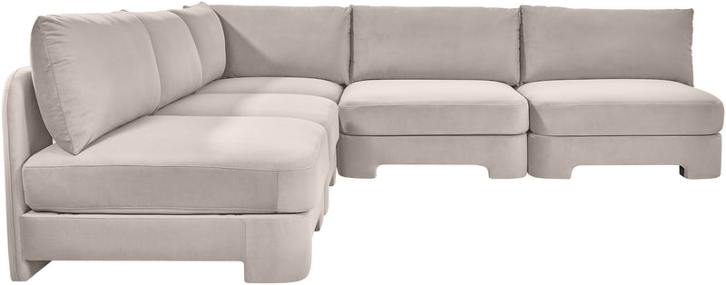 Hammond - Velvet Performance Fabric Upholstered 5 Piece Armless Sectional