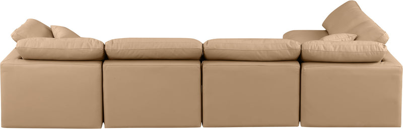 Indulge 140" Tan Vegan Leather Upholstered 5pc. Modular Sectional