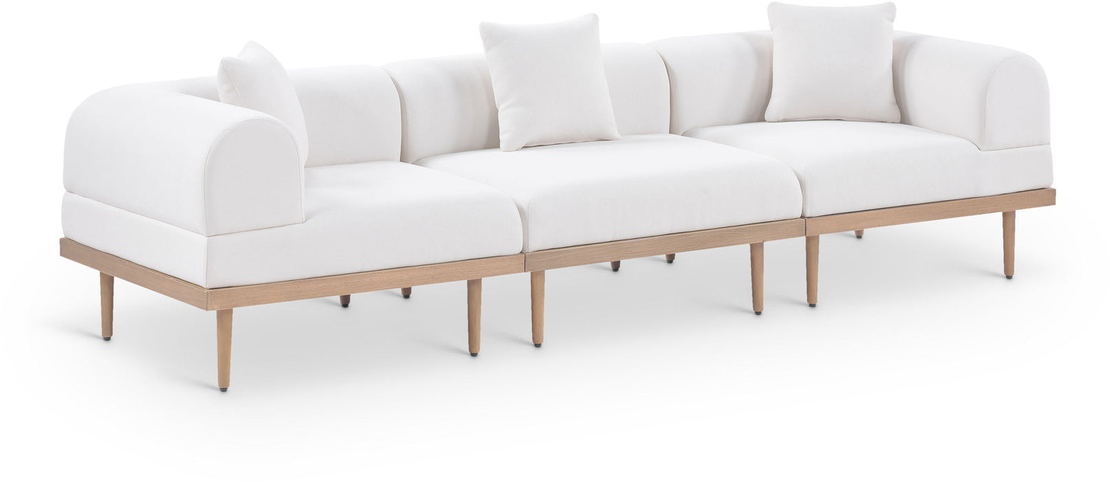 Laguna - 3 Piece Resilient Water Resistant Fabric 106.5" Upholstered Outdoor Patio Modular Sofa